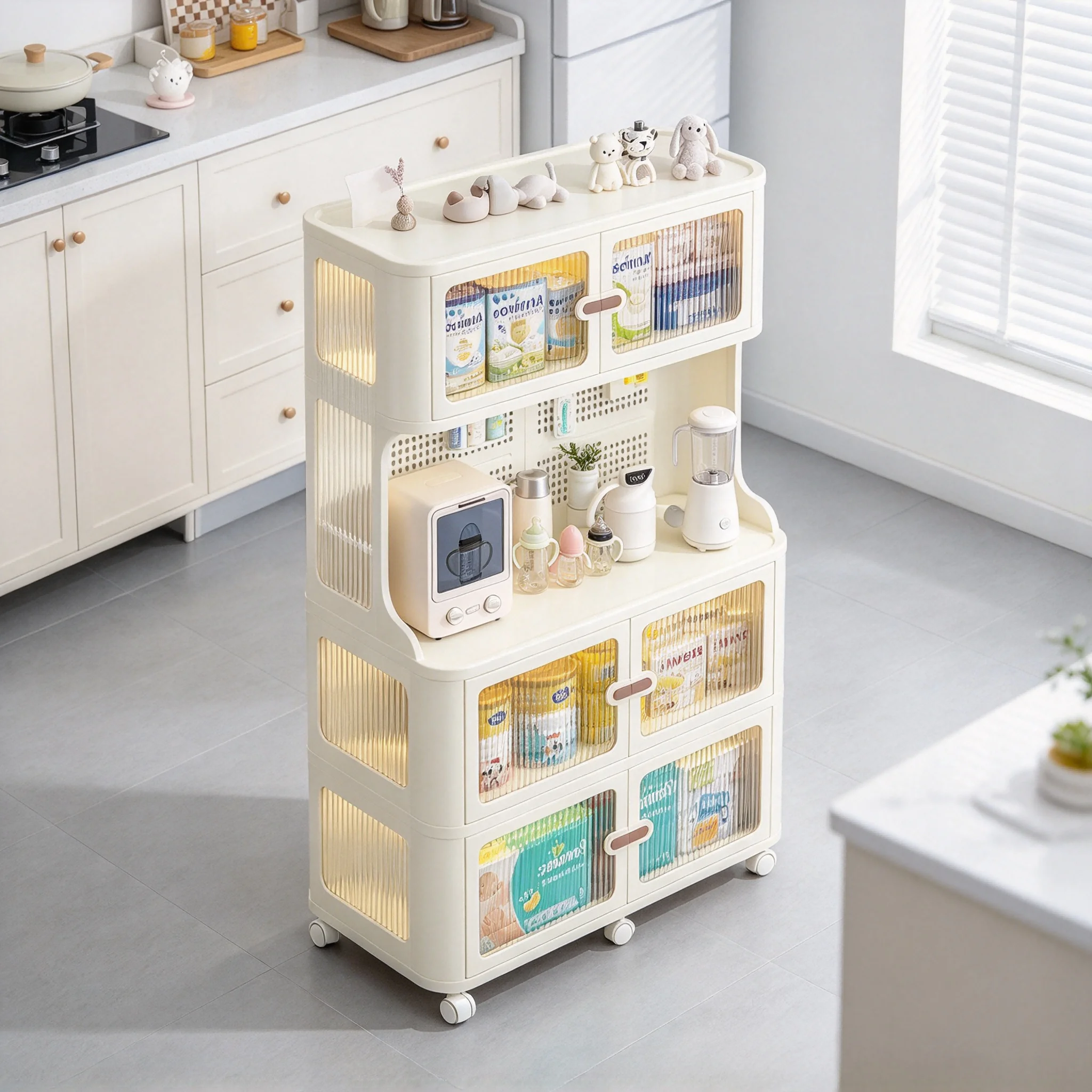 AOLIVIYA Feeding Shelf Kids Childrens Cabinet Baby Snack Clothes Storage Box Cartoon Multi-Layer Organizer Rack