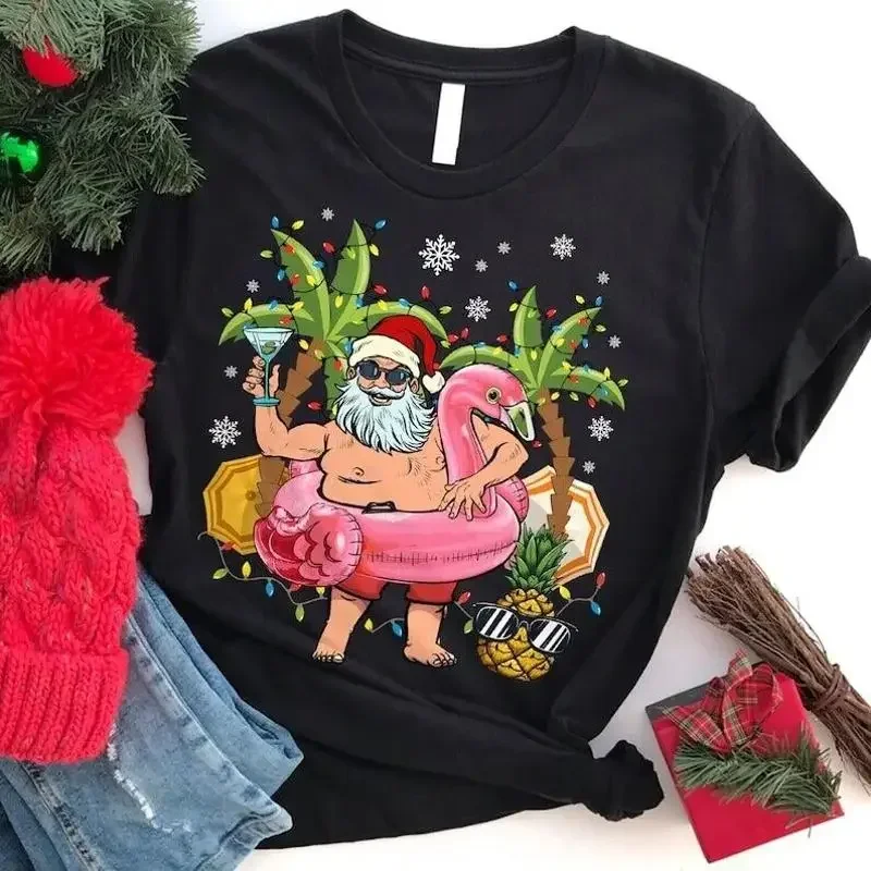 Weihnachten im Juli Flamingo T-Shirt für Damen Sommer