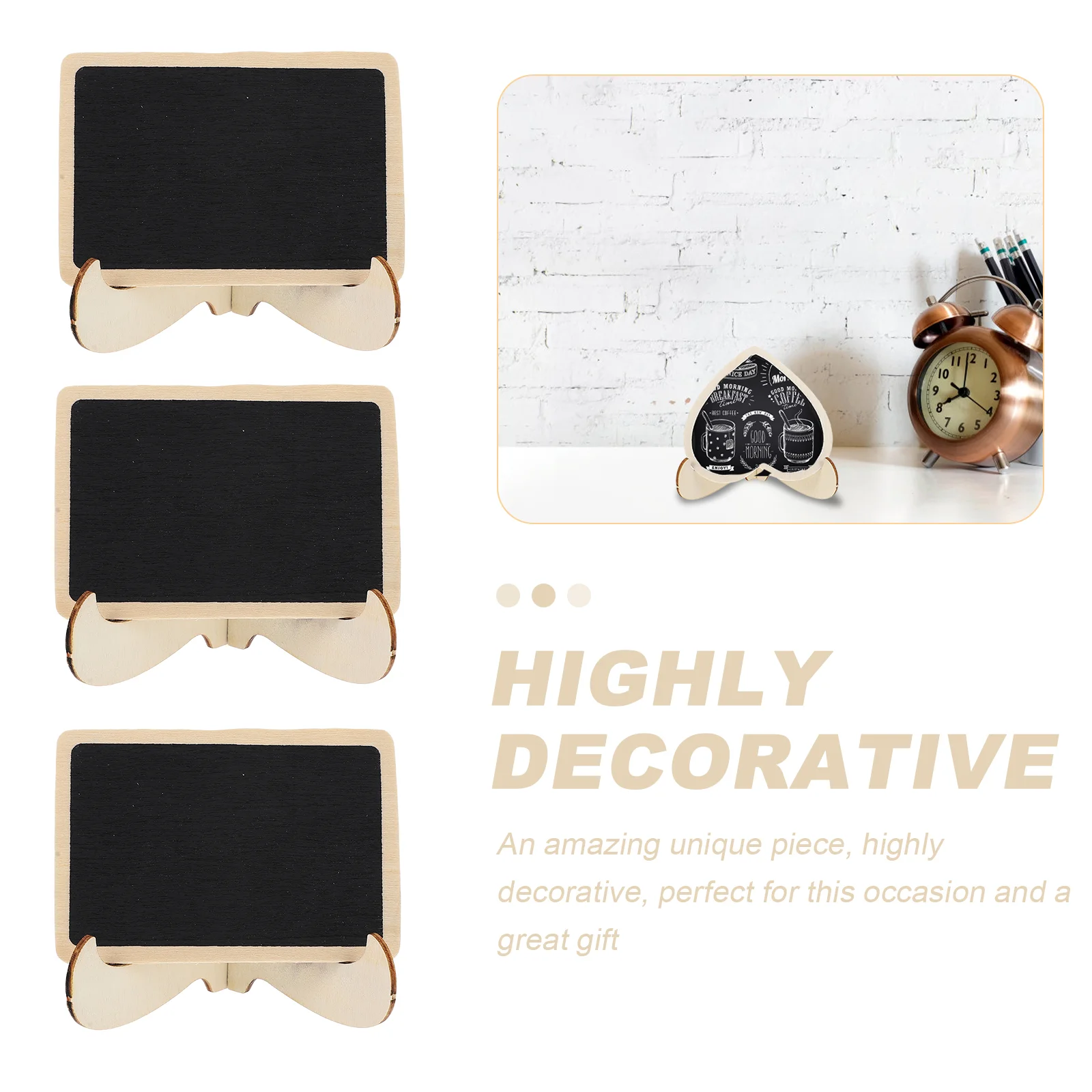 10 Pcs Message Board Mini Blackboard Erasable Chalkboard Wooden Table Sign Cake Decorations