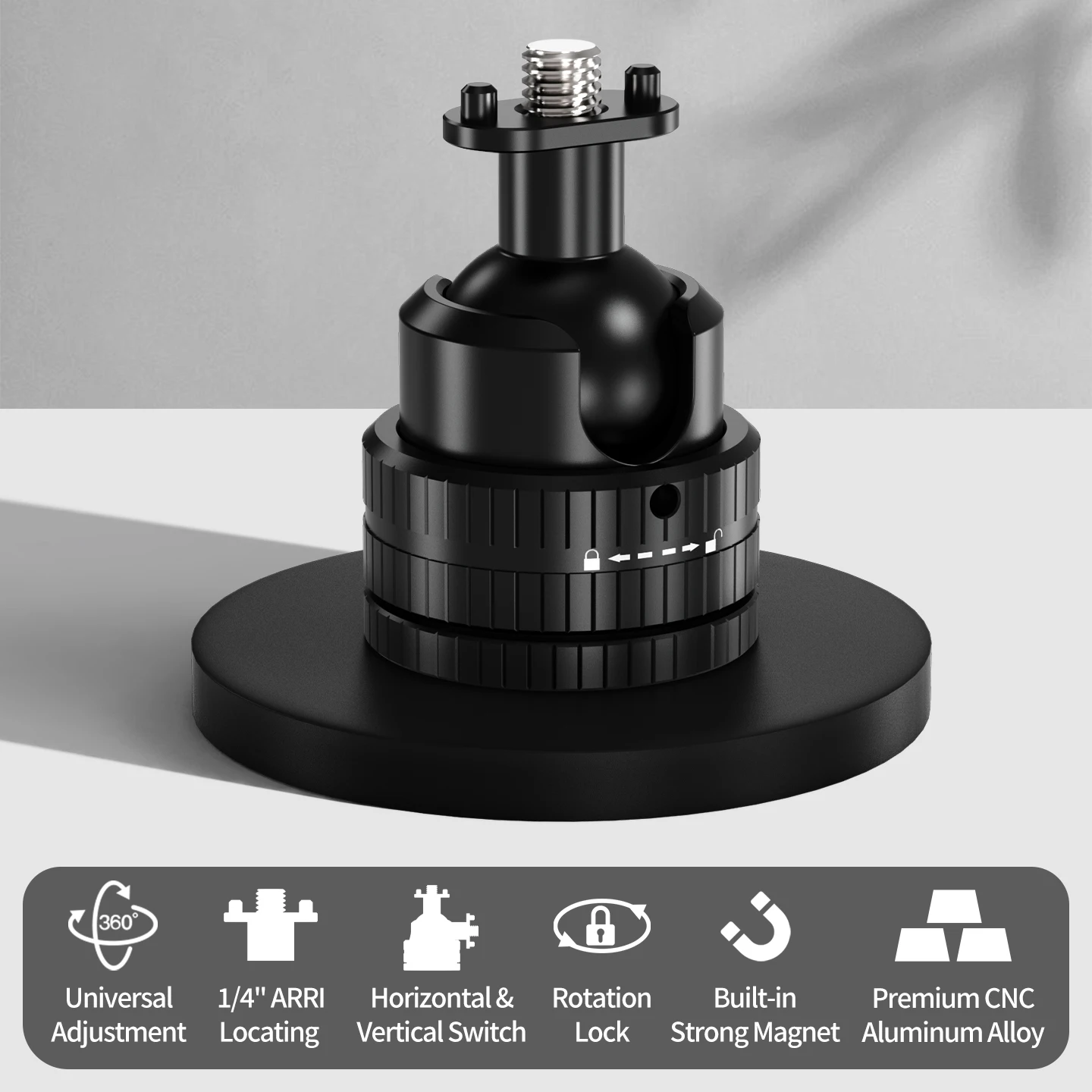 1/4-Zoll ARRI-Positionierungs-22-mm-Kugelkopf mit 66-mm-Magnetfuß für GoPro 13 12 DJI Osmo Action Kamera Halterung Vlog Stativadapter – Detail 2