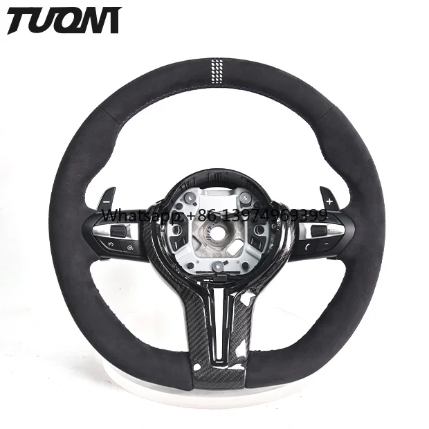 Customized M Performance Suede White Top Stripe Carbon Fiber Steering Wheel for BMW F30 F10 X5 F15 M3 F80