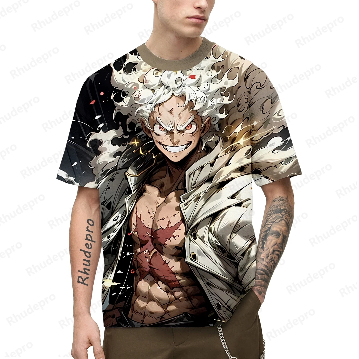 2024 mężczyzn Anime jednoczęściowa małpa D. Luffy t-shirt z nadrukiem 3D Cosplay t-shirty damskie i dziecięce duży Top oversize