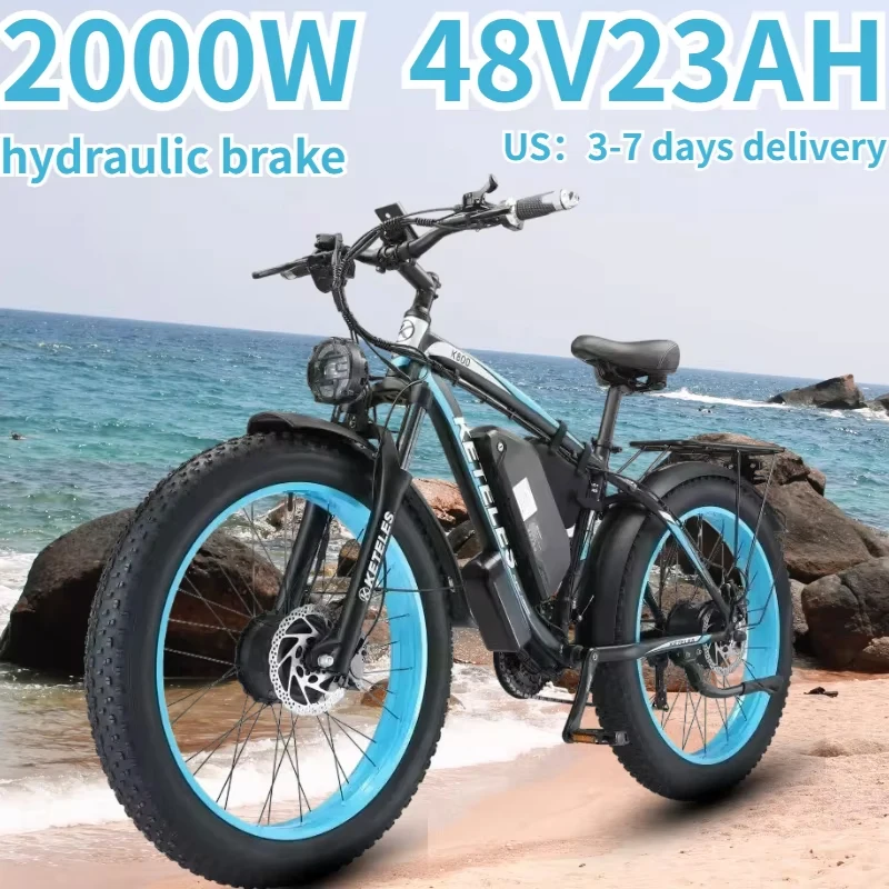 K800 Electric Bicycle 2000W Dual Motor Drive 48V23AH Mountain Off-road E Bike Hydraulic Brake 26*4.0 Inch Fat Tire Electric Bike