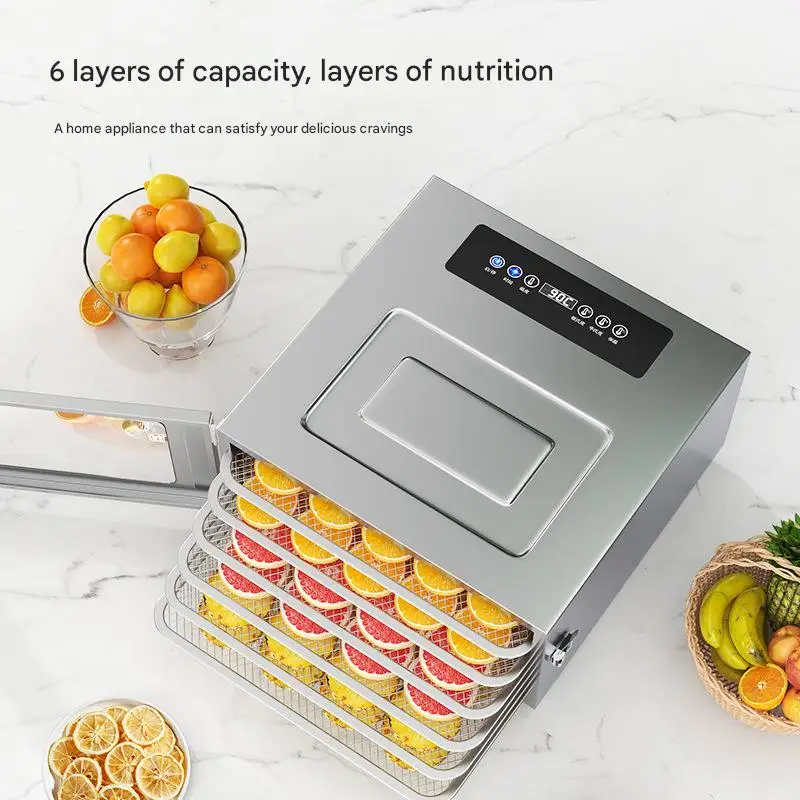 6 Trays Fruit Dryer Monitor Dehydration Process of Fruits Herbs Vegetables Easily Home Food Dehydration Dryer