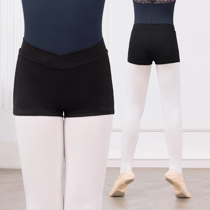 Kids Girl Short Ballet Pants Cross High Elastic Breathable Dance Gymnastics Shorts for Girls Ultra Short Sports Casual Leggings
