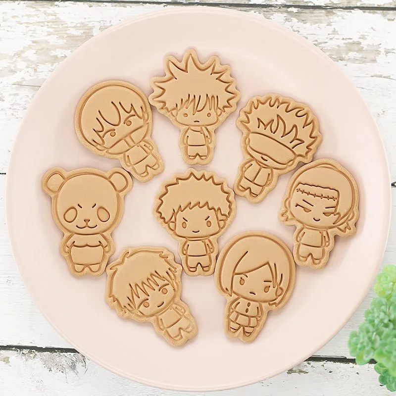 جديد 8 قطعة/المجموعة Jujutsu Kaisen Gojo Satoru قاطعة البسكوت أنيمي الشكل رؤساء قالب للخبز البسكويت Kawaii Geto Suguru كعكة ديكور