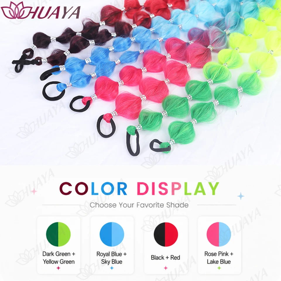 2PCS Synthetic Bubble Braid Ponytail Hair Extensions with Elastic Ties, Segmented Braided Hairpieces for Women Festival Cosplay