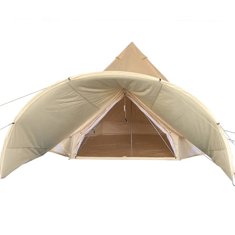 Waterproof Glamping Hotel Bell Tent With Awning or Canopy