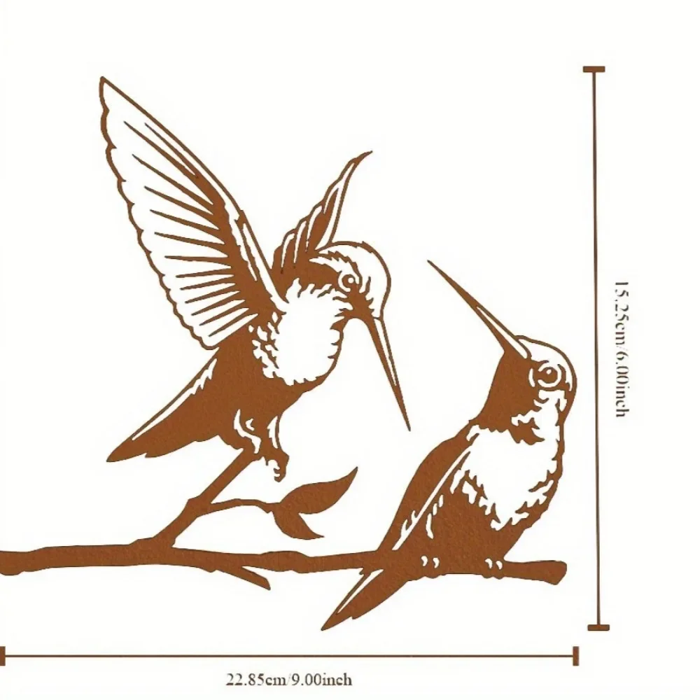 CIFBUY Hummingbird Pair Iron Wall Art, Metal Hanging Sculpture Plaque, Home Garden Yard Outdoor Decor Ornament