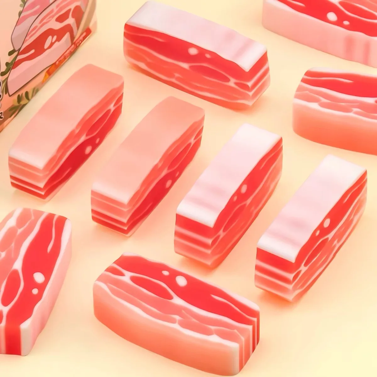 1/3/5/10pcs Funny Eraser Creative Simulation Pork Belly Eraser Funny Novelty Rubber for Students Kids Stationery Gift