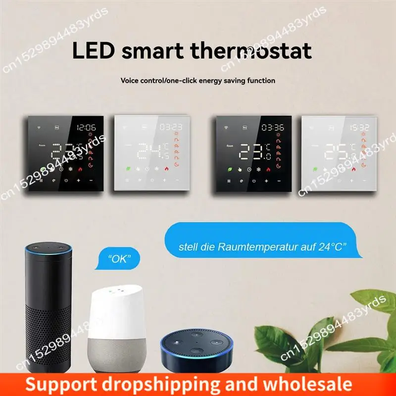 AA86 Tuya Wifi Termostato Intelligente Termostato per Riscaldamento a Pavimento Smart Home Termostato Intelligente Controllo Vocale Schermo a Colori Led Bianco