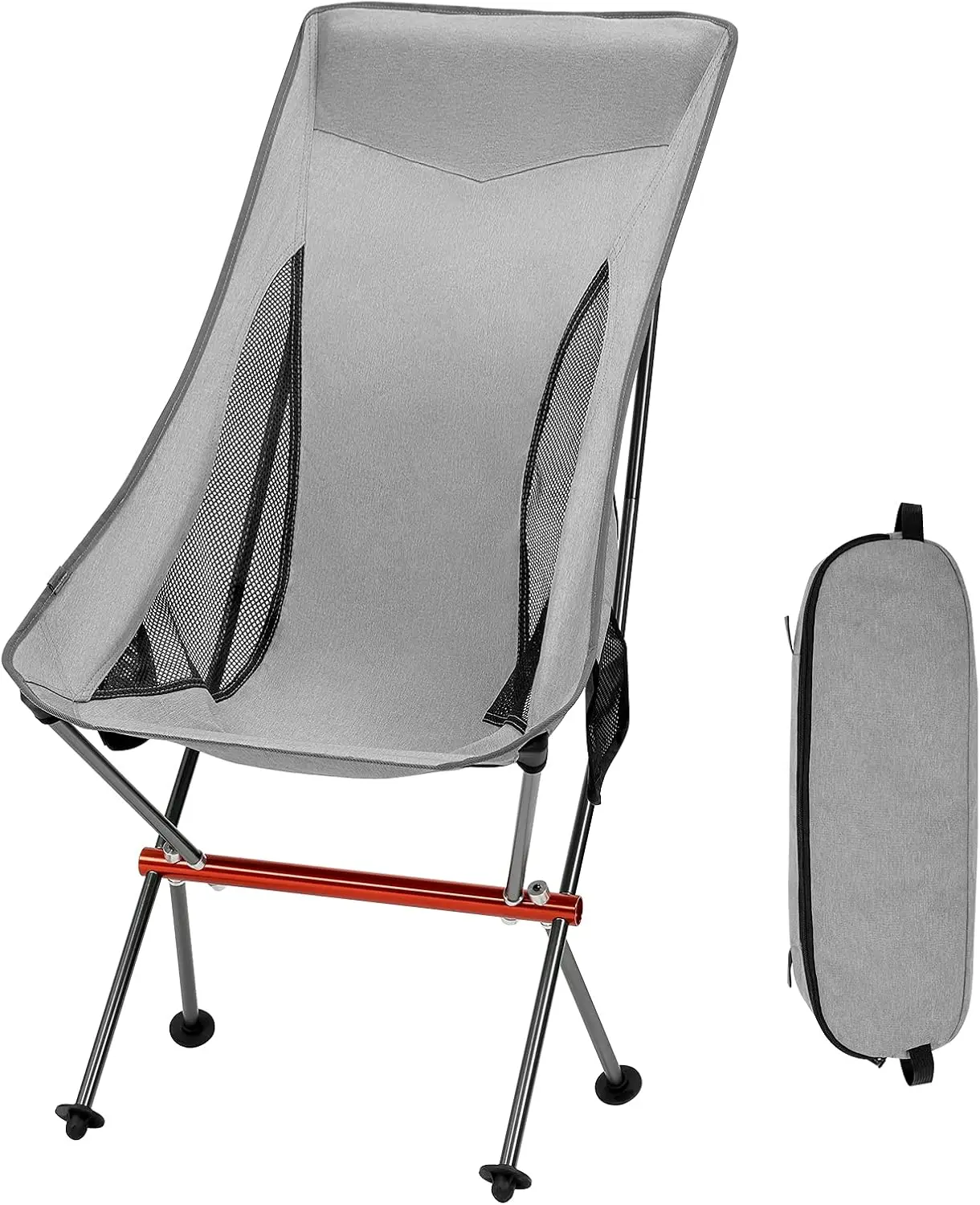 

Camping Chairs, All Aluminum Frame Portable Folding Camp Chair For Adults, Heavy Duty High Ba Collapsible With Built-In Pillow,