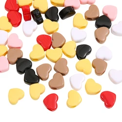 About30Pcs acrylic solid colored beads, large holes, heart shaped loose beads, handcrafted DIY for making couple bracelets, neck