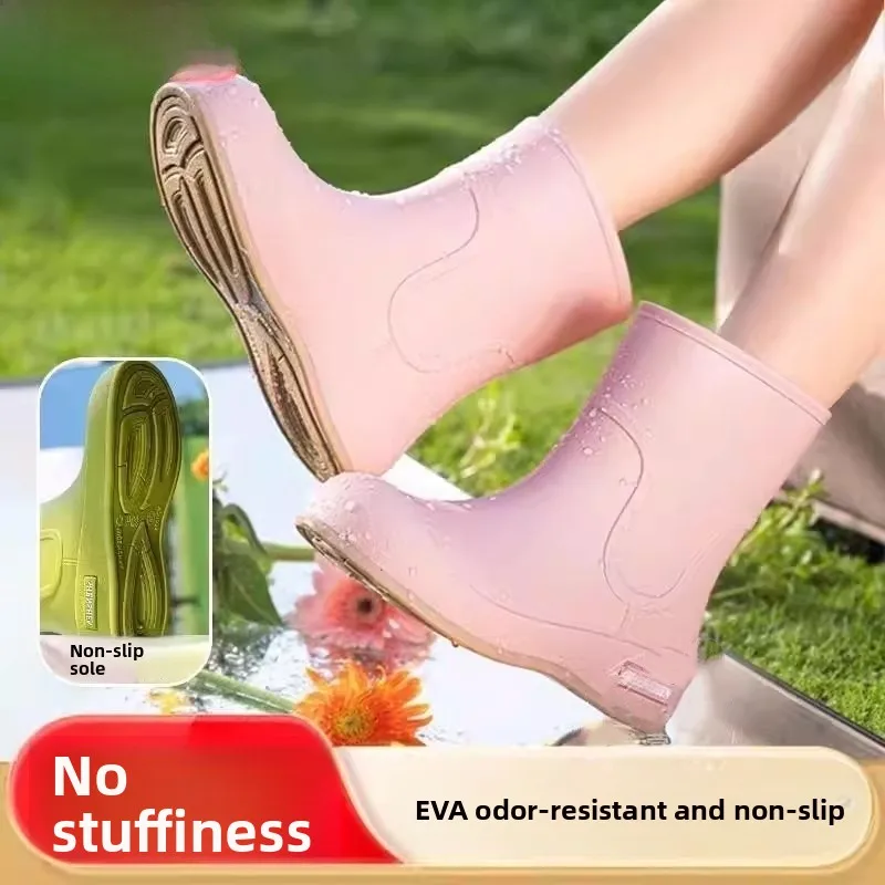 

Женские модные полусапоги для дождя, водонепроницаемые, нескользящие, легкие, для ходьбы по воде, легко надеваемые, дышащие, из материала EVA
