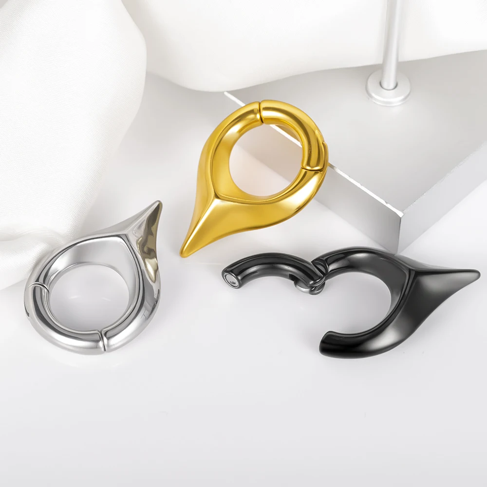 Doearko 2PCS  316L Stainless Steel Retro Water Drop Ear Hoop Weights Hanger Gauges Plugs Expander  Magnetic Piercing body Jewel