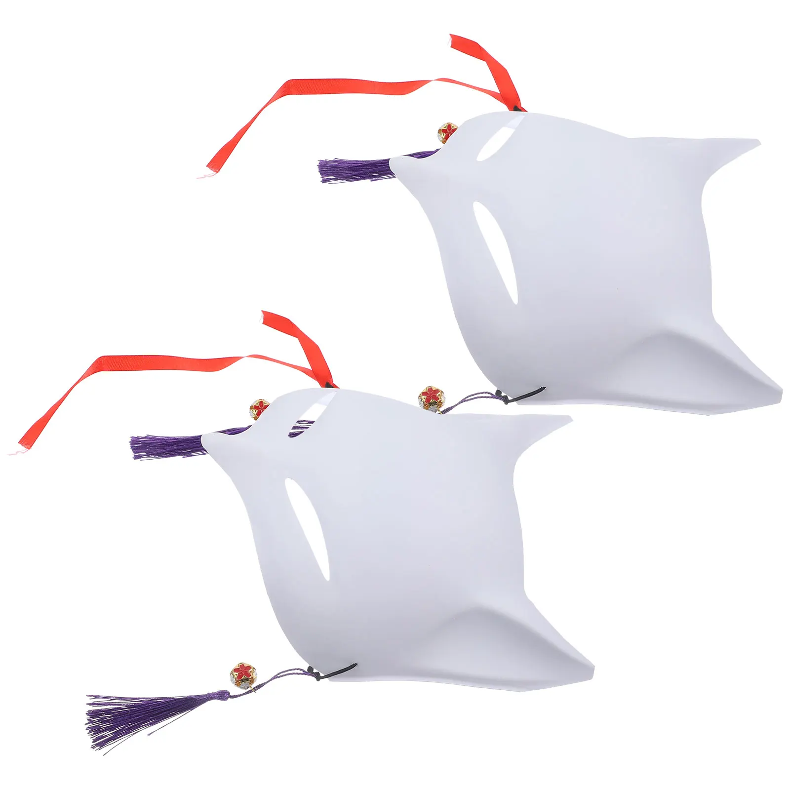 หน้ากากจิ้งจอก PVC สำหรับงานฮาโลวีน คอสเพลย์ งานแต่งงาน ปาร์ตี้  แบบเปล่าไม่มีสี  2 ชิ้น สำหรับงานประดิษฐ์เพ้นท์เอง งานมาดิกราส์