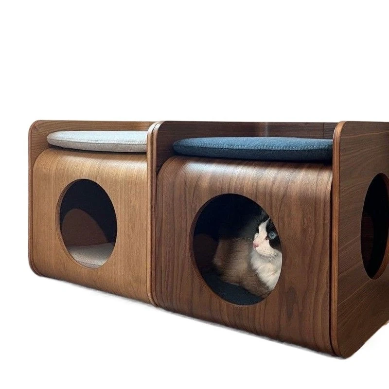 People and cats share the edge of the cat's nest, bedside tables, stools, furniture, high-end solid wood, luxury