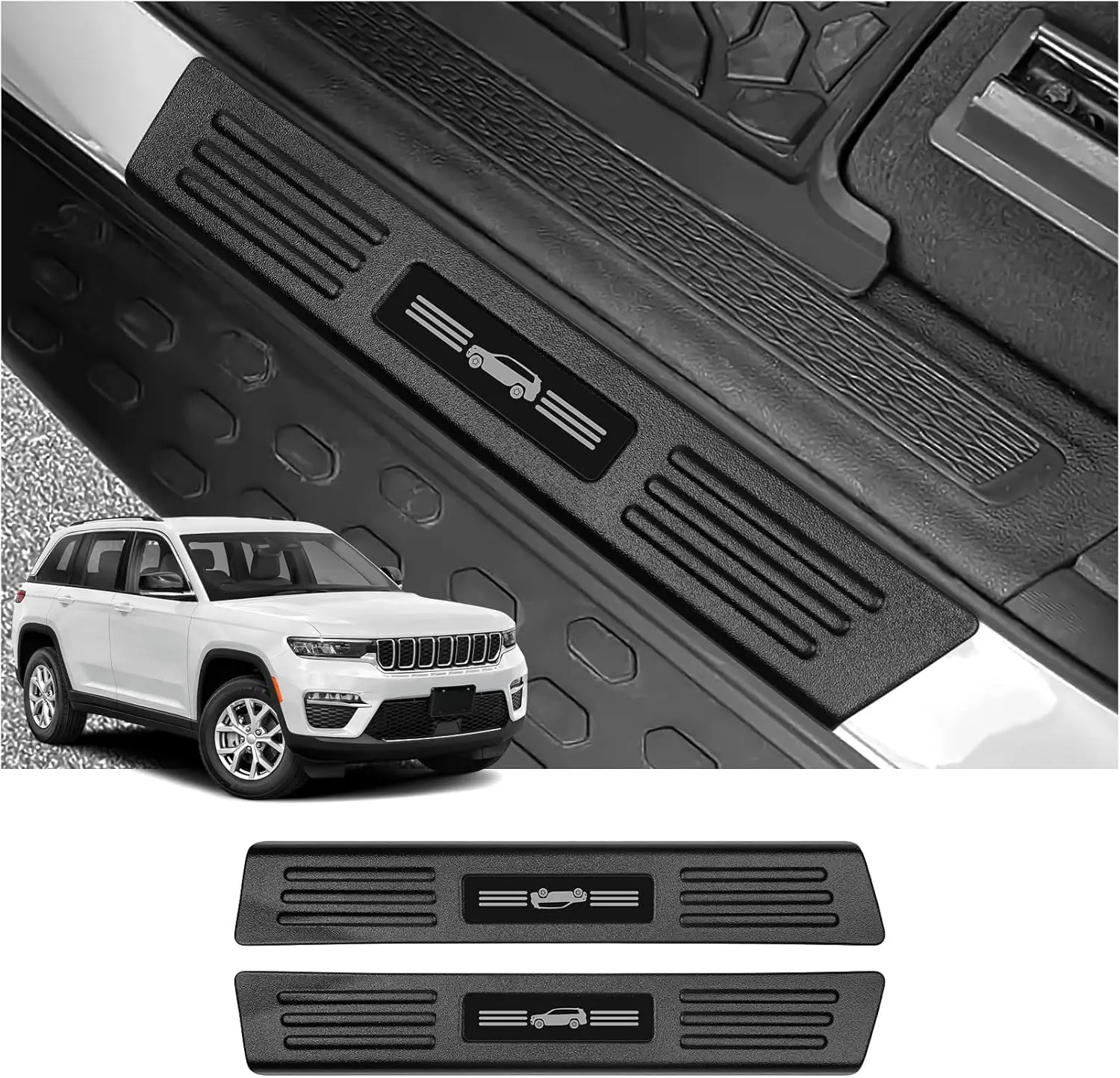 2PCS Front Door Sill Protector For Jeep Grand Cherokee L (Only for Front Door) 2022-2025 2026 Accessories ABS Material