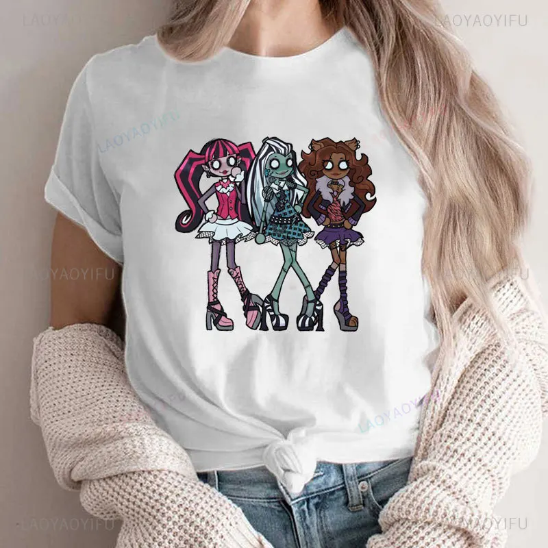 Frankie Monster High Novelty Skull Design T-Shirts Casual Fashion Anime Streetwear Funny Cartoon T Shirt Distinctive Unisex Tees