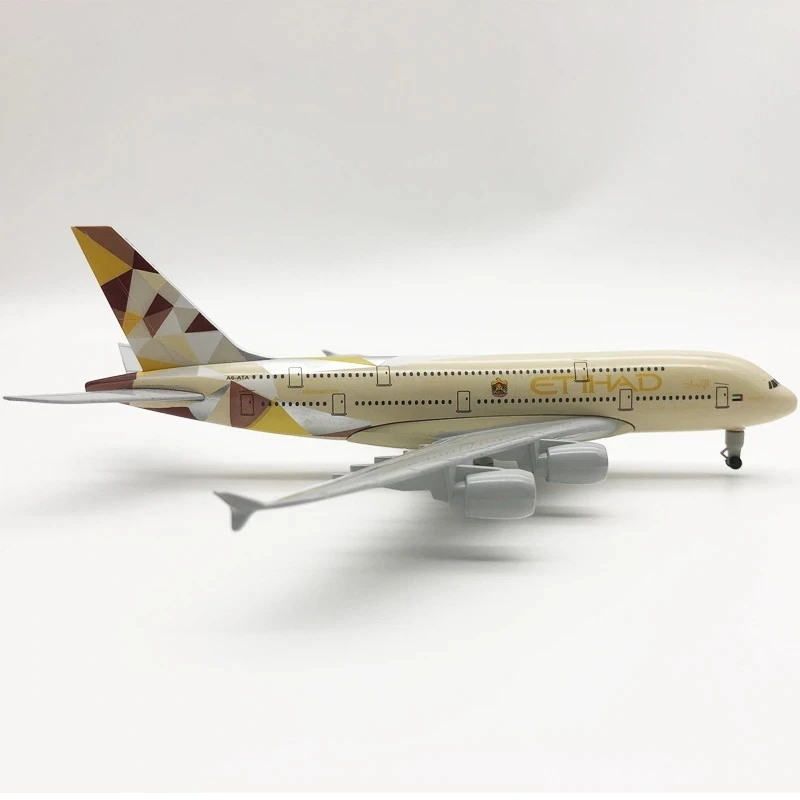 20cm Alloy Aircraft Model A380 Aircraft Airbus Etihad Airways Resin Aircraft Toy Model Collection Hobby Gift