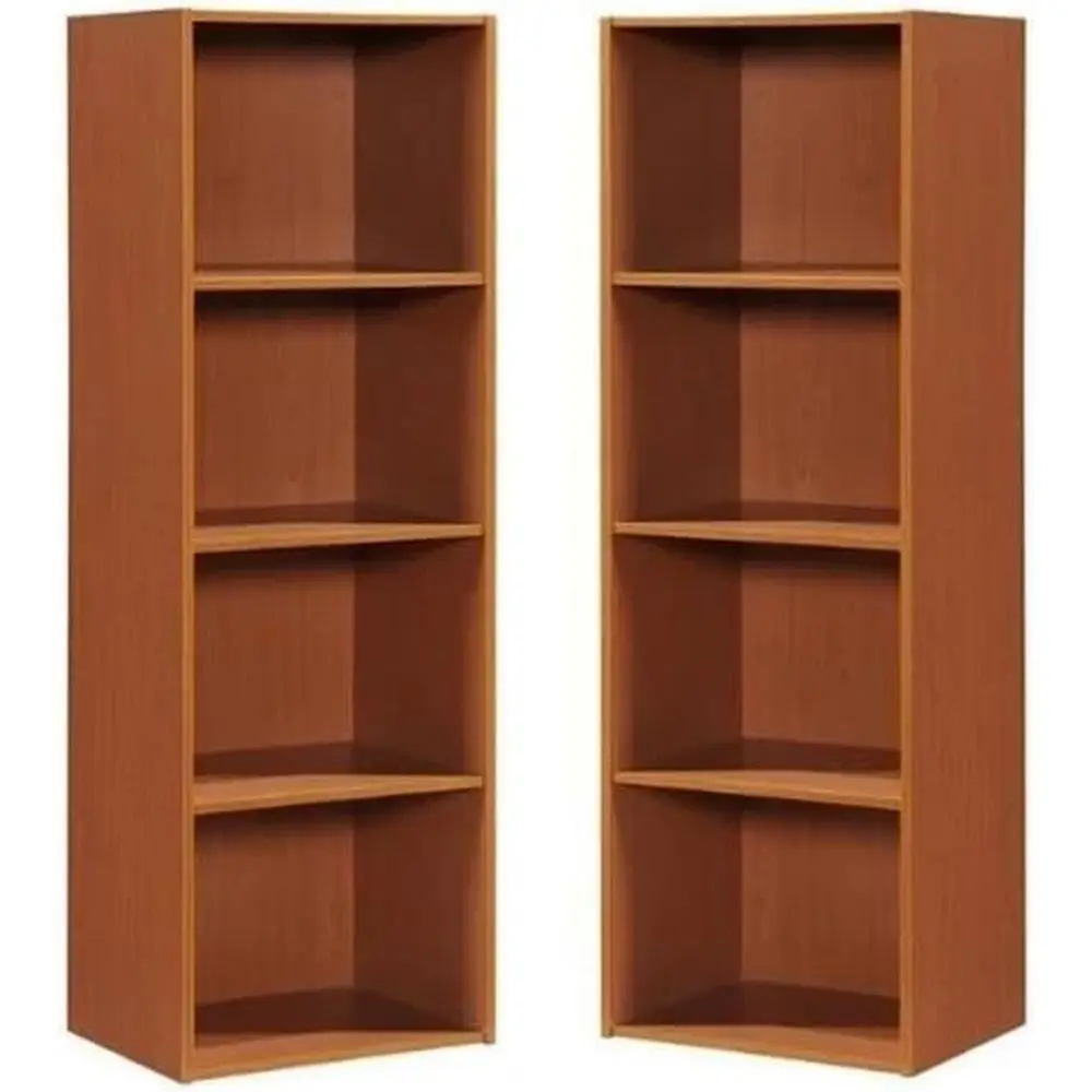 

Multi-pose Wooden Shelving Set in Cherry, 4-Tier (Set of 2)