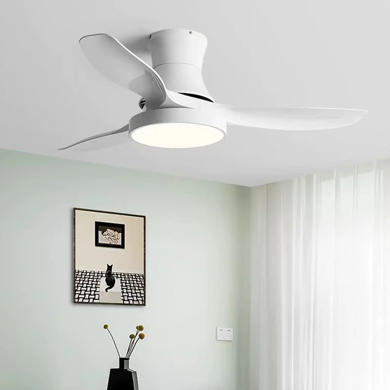 Imagem -05 - Ventilador de Teto Moderno Led com Luz Led Mutável Branco Preto Verde Cinza Metal Madeira Salão Sala de Jantar Quarto Dropshipping