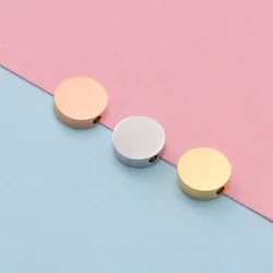 Fnixtar 20pcs Stainless Steel Round Bead Pendants Mirror Polish Cylinder Small Hole Spacer Beads Charm DIY Jewelry Making