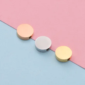 Fnixtar-colgantes de cuentas redondas de acero inoxidable, cilindro de pulido de espejo, espaciador de agujero pequeño, abalorio, fabricación de joyas DIY, 20 piezas