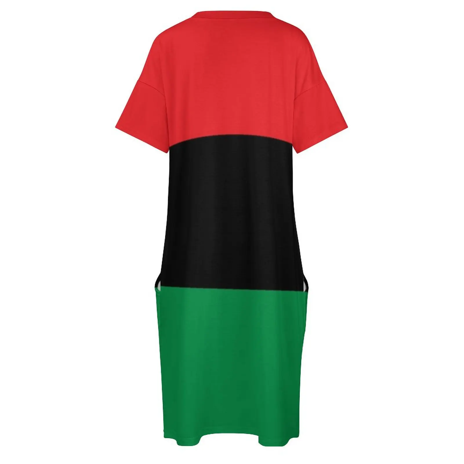 Camiseta con bandera de Pan African, pegatina de bandera de UNIA, vestido holgado con bolsillo y bandera afroamericana, ropa femenina, vestido suelto para mujer