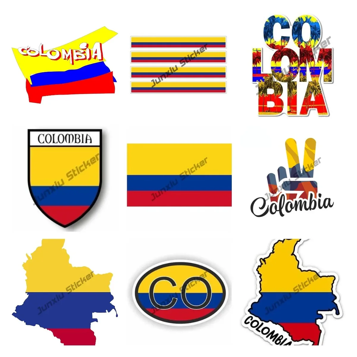 Colombia Map with Flag Vinyl Sticker country code CO Decal for Phone Laptop Water Bottle Waterproof Decal Campervan Funny Decor