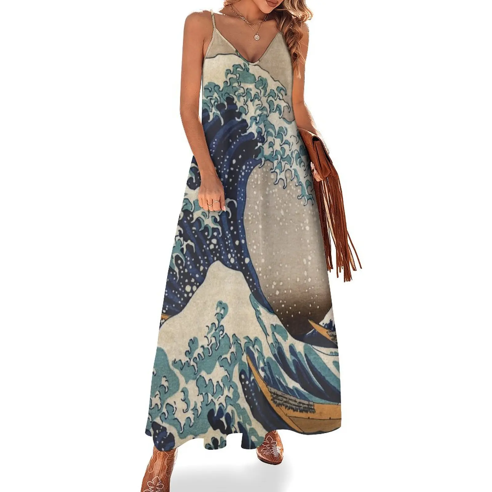 

The Great Wave off Kanagawa Sleeveless Dress purple dress birthday dress for women