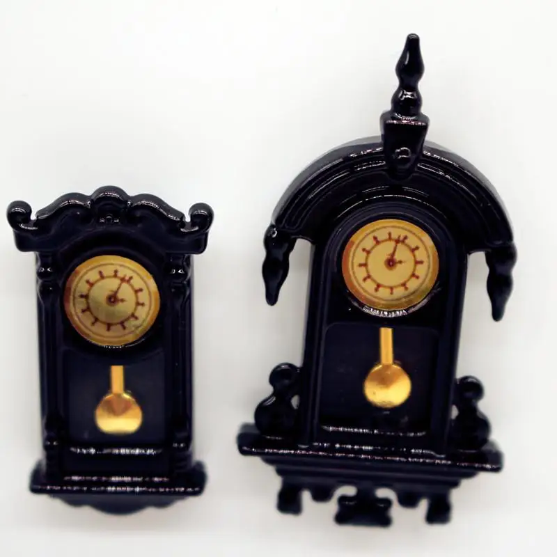 Jam Dinding Vintage Rumah Boneka dengan Jarum Penunjuk yang Dapat Bergerak, Model Miniatur Aksesoris Ruang Tamu untuk Rumah Boneka, Mainan Berpura-pura Bermain untuk Anak-anak