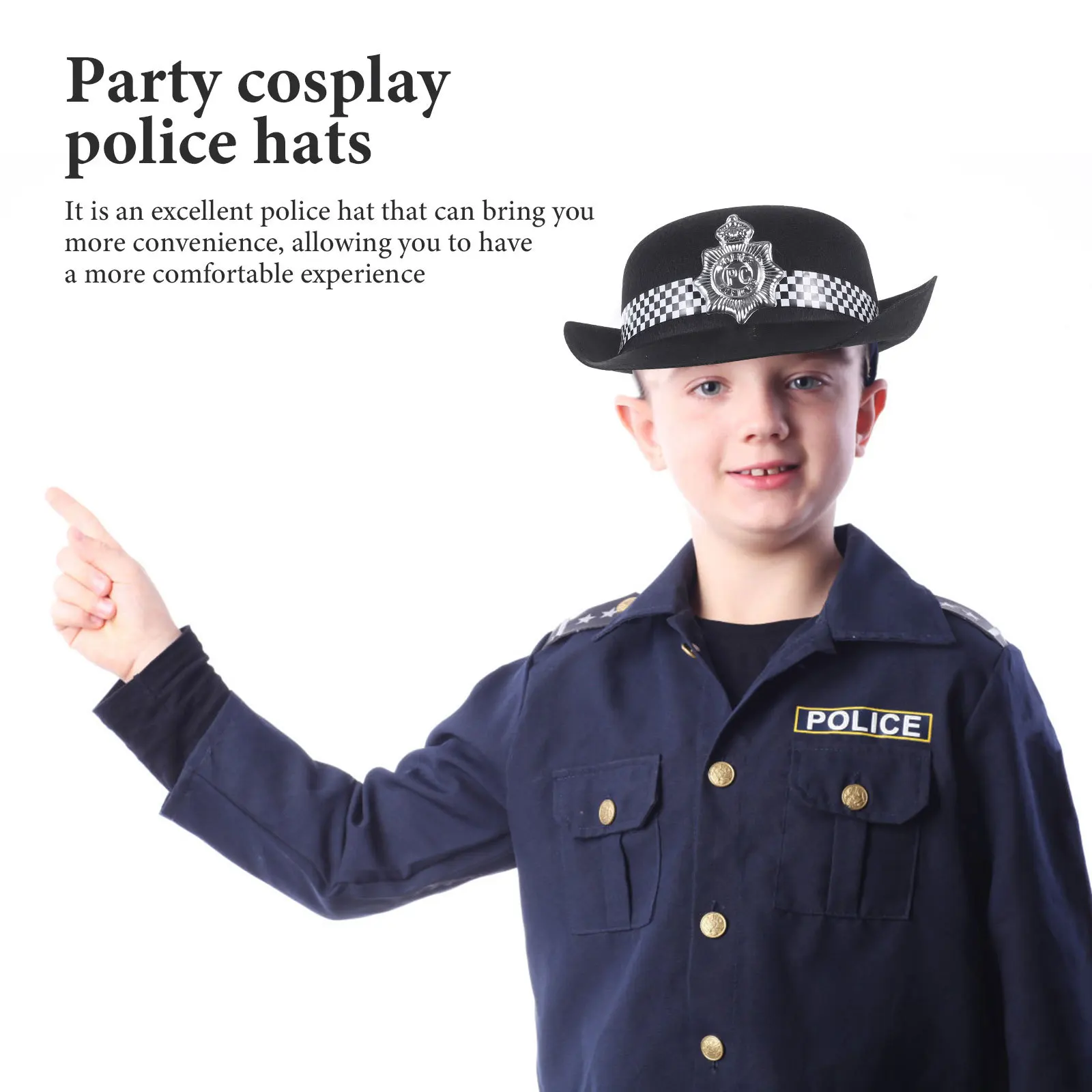 

2Pcs Police Hats Children Kids Policemen Caps Party Cosplay Hats Halloween Party Costume Accessories Police Hat