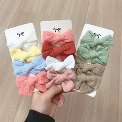 4pcs/set Solid Cotton Hairclips for Kids Soft Bowknot Hairpins Girls Lovely Clips Headwear Boutique Children's Hair Accessories