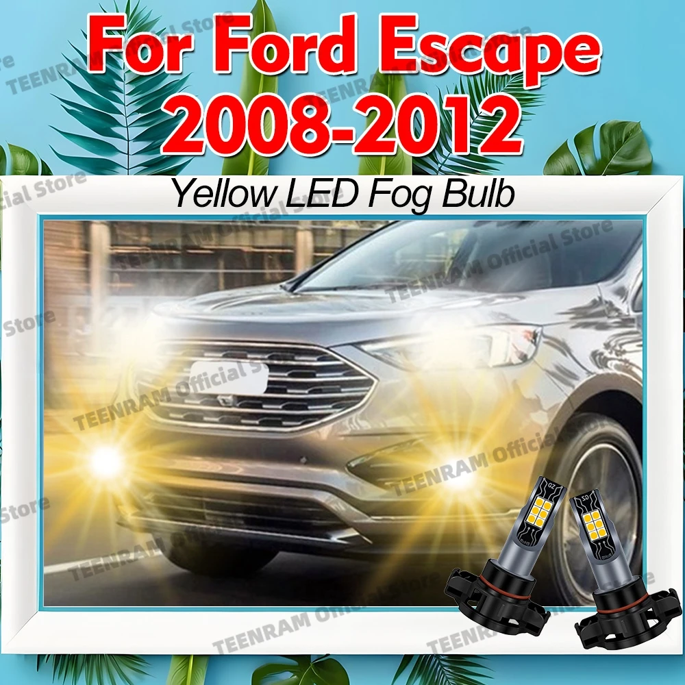 

2Pcs 3000K Yellow Fog Lights PS24W 5201 5202 H16(EU) For Ford Escape 2008 2009 2010 2011 2012 LED Auto DRL 360Degree Lamps 12V