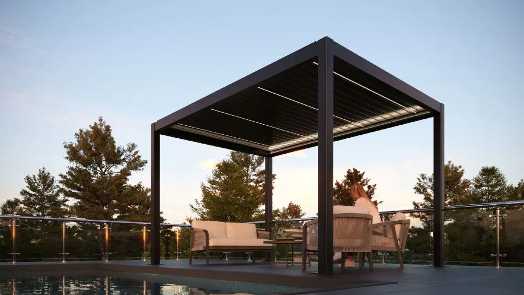 

Outdoor 4x4 4x6 Aluminum Pergola Kit with Glass Door Aluminum Gazebo with Powder Coated Frame Manufactured By Outdoor Pavilions