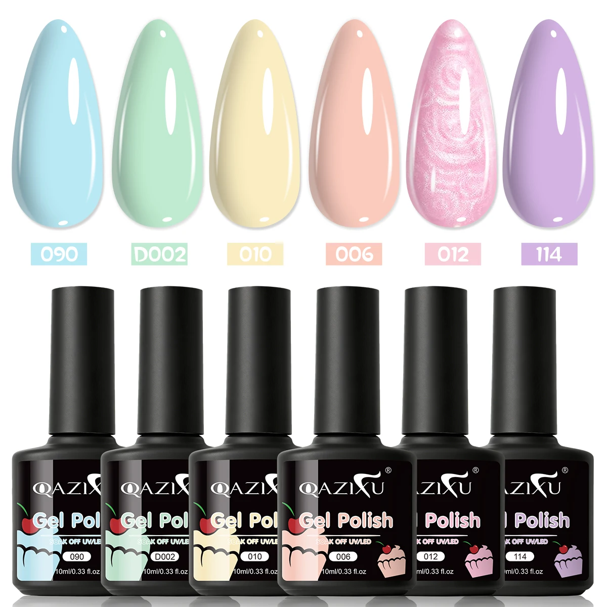 QAZIXU 1/6Pcs Pastel Gel Nail Polish Set Macaron Colors for Daily Gentle Wear Soak Off UV LED Semi Permanent Nail Art DIY