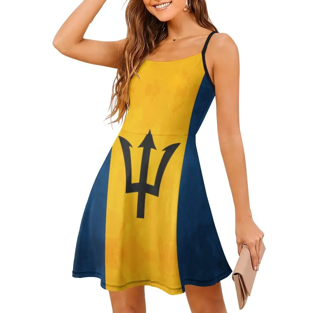 

Exotic Barbados Barbadian Flag National Flag of Barbados Women's Sling Dress Humor Graphic Parties Woman's Clothing Dresses U