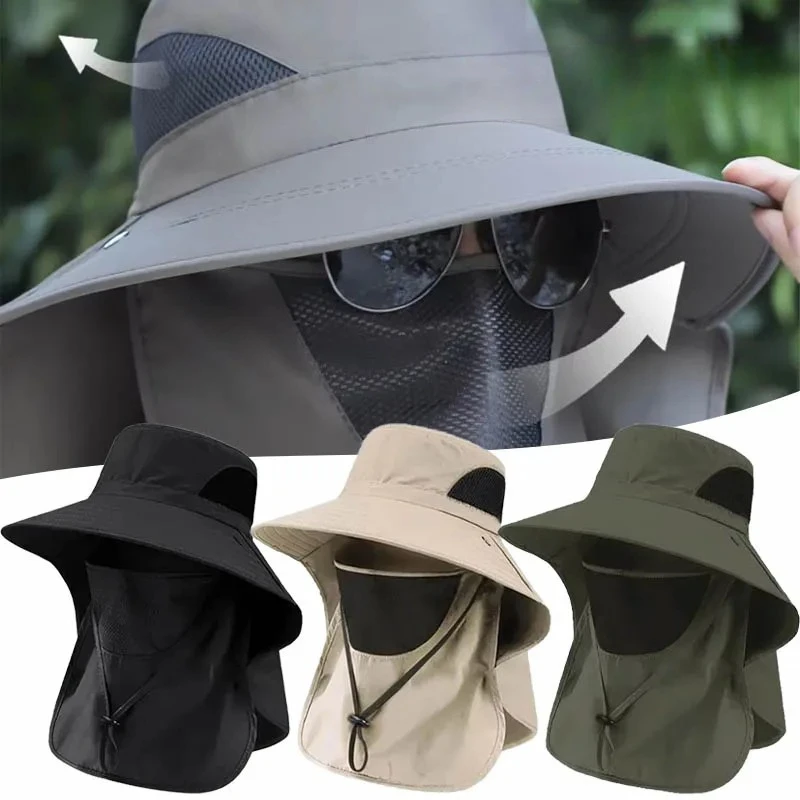 1–10 Stück Herren-Sonnenhut mit Gesichtsschutz, UV-Schutz, Outdoor-Angeln, atmungsaktiver Netzschutz, Fischerhut für den Sommer