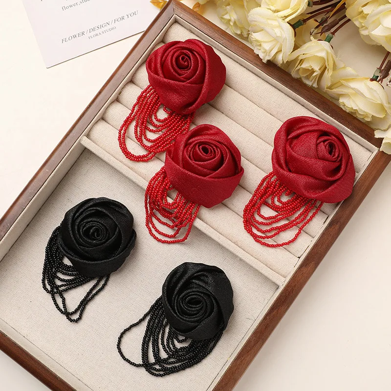 

10 шт., тканевые нашивки с кисточками в виде бутона розы для одежды, универсальная веревка для волос своими руками, головные уборы, аксессуары с цветами, нашивка