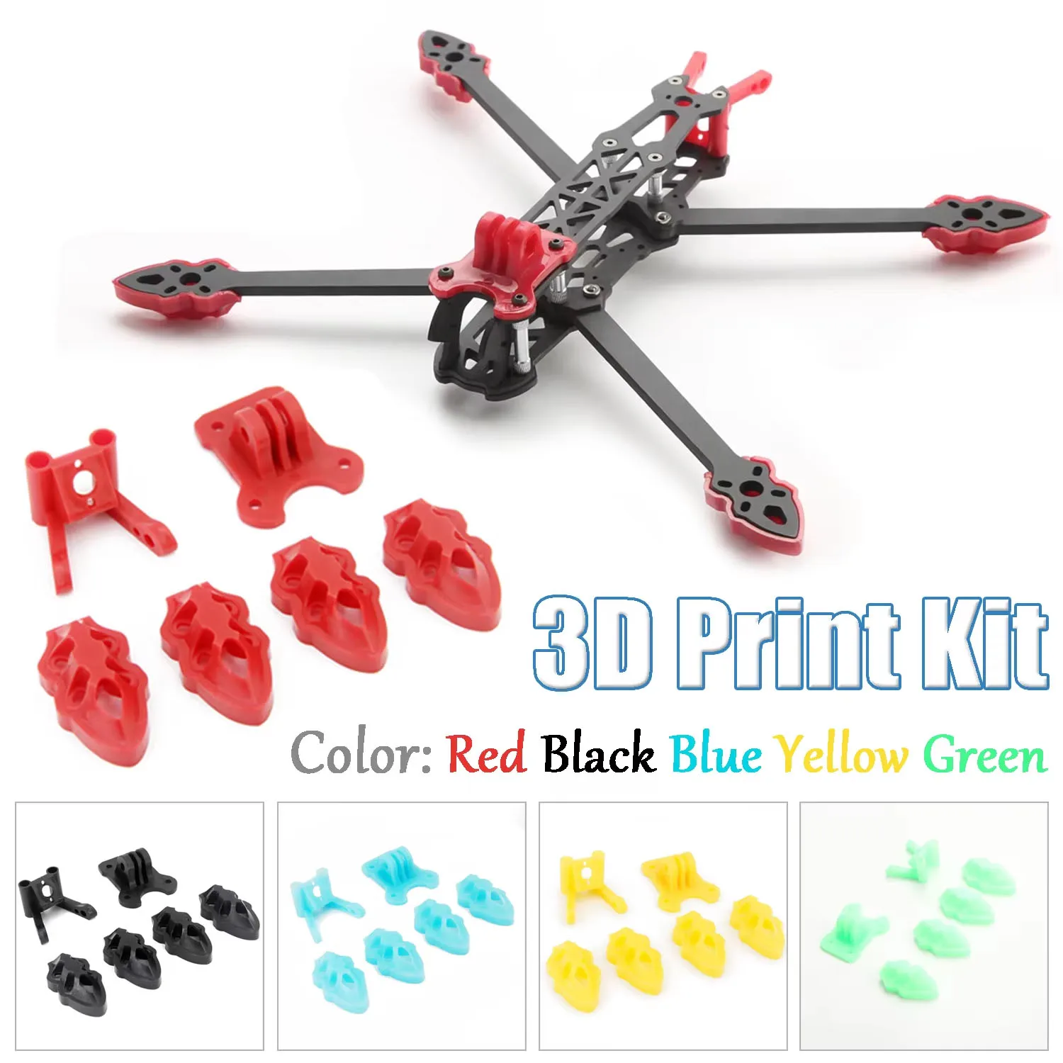 3D-Druck-Kit Mark4 7-Zoll FPV-Drohnen-Quadcopter-Rahmen Antennen-/Kamerahalterung Schutzarm-Basis-Kit für BOGIRC RC-Renndrohne
