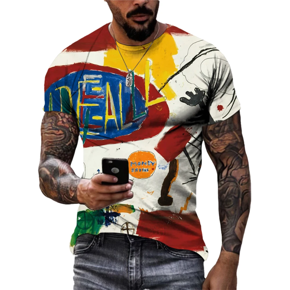 

Fashion Men's T-shirt Summer Trend Personality Graffiti 3D Printed Short Sleeve Casual Hip Hop Harajuku Street Crewneck Clothing