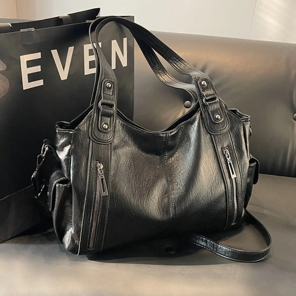 

Fashion Soft Interior Compartment Tote Bag Leather Large Capacity Shoulder Crossbody Bag Multi-Pocket Ladies Handbag Women