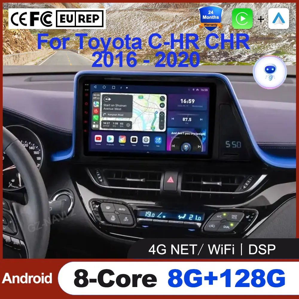 

Android 16 авто автомобильный радиоприемник мультимедийный плеер для Toyota C-HR CHR 2016 2017 2018 2019 2020 Carplay автомобильная стерео Wi-Fi + 4G Ai Voice BT
