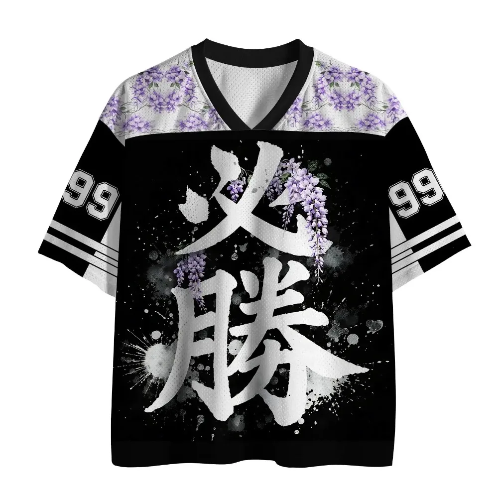 2026 Japanese Kanji Victory Wisteria T‑Shirt O‑Neck Quick‑Dry Unisex Men Plus Size Parent‑Child Y2K Streetwear Short Sleeve Tee