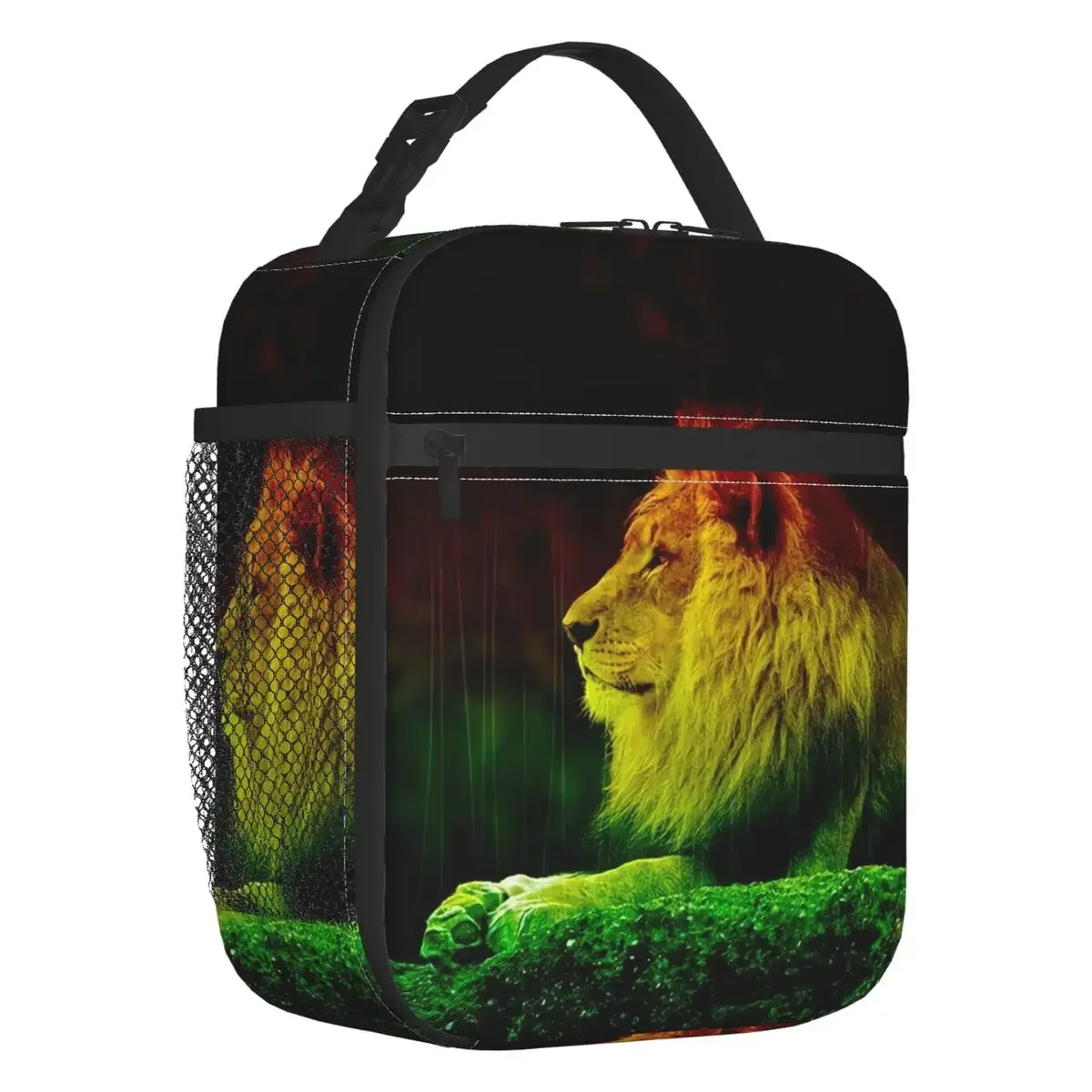 Jamaica Rastafarian Reggae Rasta Lion Insulated Lunch Tote Bag for Women Jamaican Proud Cooler Thermal Food Lunch Box School