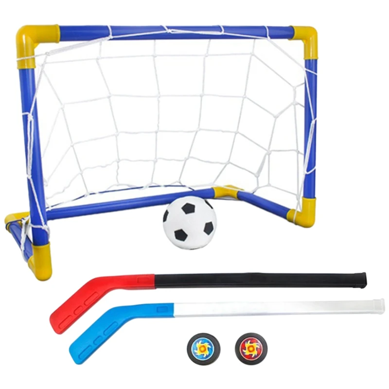 DIY Soccer Net Gate Mini Outdoor Indoor Gate Goal Kids Size Set Practice + Ice Hockey Set