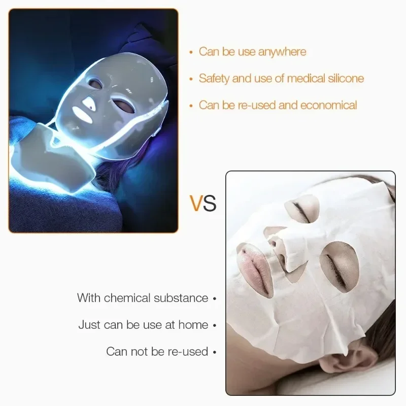 7 Farben LED Gesichts maske mit Hals LED Lichttherapie Maske Haut verjüngung Anti-Akne-Schönheits gerät Facelift ing festes Massage gerät