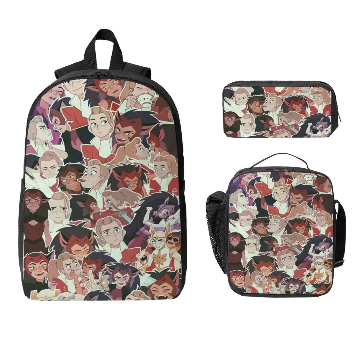 3Pcs She-Ra And The Princesses Of Power Theme School bags Set Pencil Boxes Backpack Sets with Lunch Box For School Daypack