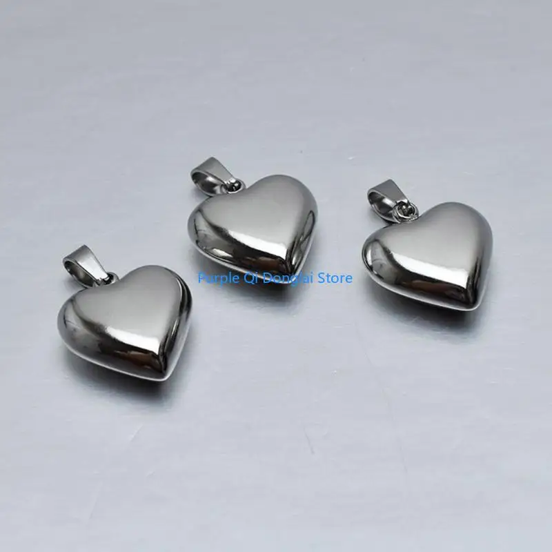 L21E Stainless Plated 2.1x2cm Large Heart Charm Pendants for Women Girls